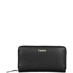 Favore Black Logo Zip Around Wallet For Women-image-94