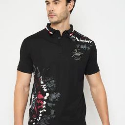 Duke Black Slim Fit Printed Polo T-Shirt-image-68
