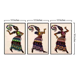 999Store Multicolor Canvas Wall Painting Panel With Fibre Frame - Set of 3 image 5