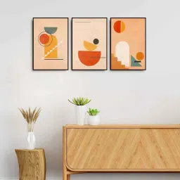 999Store Multicolor Canvas Wall Painting Panel With Fibre Frame - Set of 3 image 1