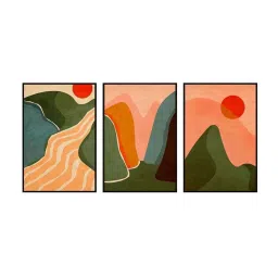 999Store Multicolor Canvas Wall Painting Panel With Fibre Frame - Set of 3 image 2