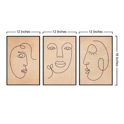 999Store Brown Canvas Wall Painting Panel With Fibre Frame - Set of 3 image 5