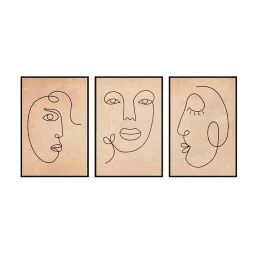 999Store Brown Canvas Wall Painting Panel With Fibre Frame - Set of 3 image 2