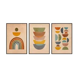 999Store Multicolor Canvas Wall Painting Panel With Fibre Frame - Set of 3 image 2