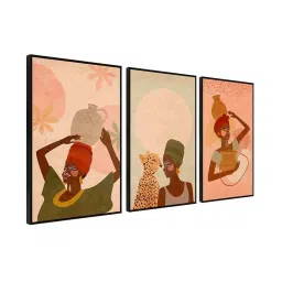 999Store Multicolor Canvas Wall Painting Panel With Fibre Frame - Set of 3 image 3