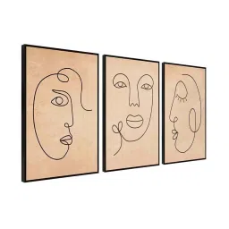 999Store Brown Canvas Wall Painting Panel With Fibre Frame - Set of 3 image 3