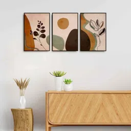 999Store Multicolor Canvas Wall Painting Panel With Fibre Frame - Set of 3 image 1