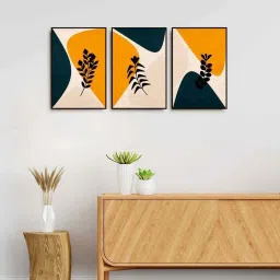 999Store Multicolor Canvas Wall Painting Panel With Fibre Frame - Set of 3 image 1