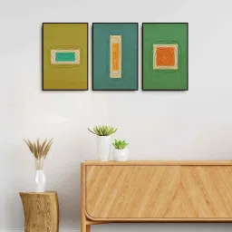 999Store Multicolor Canvas Wall Painting Panel With Fibre Frame - Set of 3 image 1
