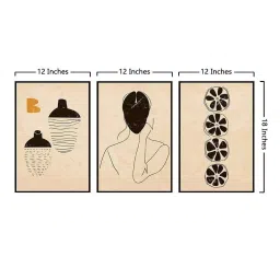 999Store Cream Canvas Wall Painting Panel With Fibre Frame - Set of 3 image 5