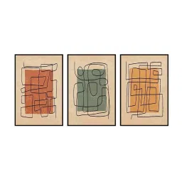 999Store Multicolor Canvas Wall Painting Panel With Fibre Frame - Set of 3 image 2