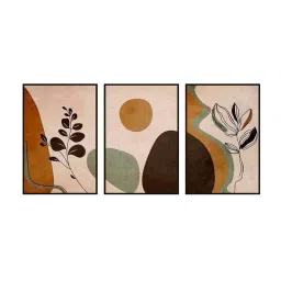 999Store Multicolor Canvas Wall Painting Panel With Fibre Frame - Set of 3 image 2