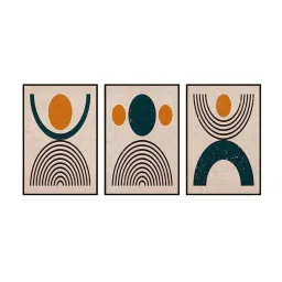 999Store Brown Canvas Wall Painting Panel With Fibre Frame - Set of 3 image 2