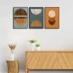 999Store Multicolor Canvas Wall Painting Panel With Fibre Frame - Set of 3 image 1