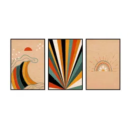 999Store Multicolor Canvas Wall Painting Panel With Fibre Frame - Set of 3 image 2