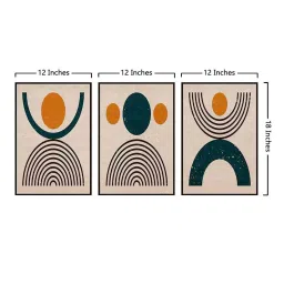 999Store Brown Canvas Wall Painting Panel With Fibre Frame - Set of 3 image 5
