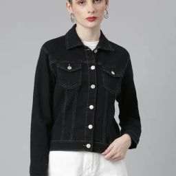 SHOWOFF Black Regular Fit Denim Jacket-image-48