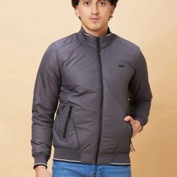 Being Human Dark Grey Regular Fit Mock Collar Jacket-35