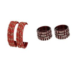 SOMIL Set Of 16 Turquoise Blue Alloy Artificial Stones & Beads Bangles-picture-22