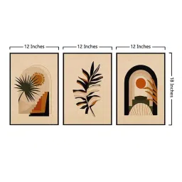 999Store Brown Canvas Wall Painting Panel With Fibre Frame - Set of 3 image 5