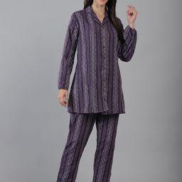 CORSICA Cotton Printed Collared Neck Long Sleeves Shirt With Trouser Co-Ords-image-86
