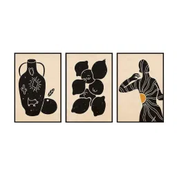 999Store Cream Canvas Wall Painting Panel With Fibre Frame - Set of 3 image 2