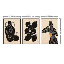 999Store Cream Canvas Wall Painting Panel With Fibre Frame - Set of 3 image 5
