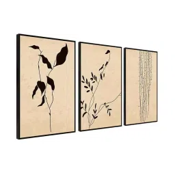 999Store Brown & Black Canvas Wall Painting Panel With Fibre Frame - Set of 3 image 3