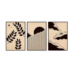 999Store Brown & Black Canvas Wall Painting Panel With Fibre Frame - Set of 3 image 2