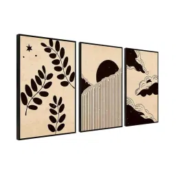 999Store Brown & Black Canvas Wall Painting Panel With Fibre Frame - Set of 3 image 3