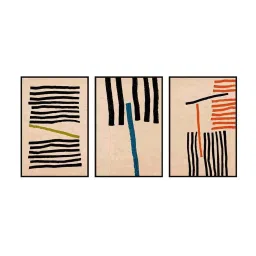 999Store Brown Canvas Wall Painting Panel With Fibre Frame - Set of 3 image 2