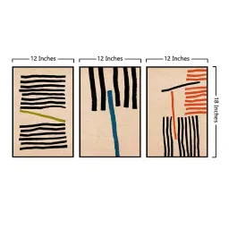 999Store Brown Canvas Wall Painting Panel With Fibre Frame - Set of 3 image 5
