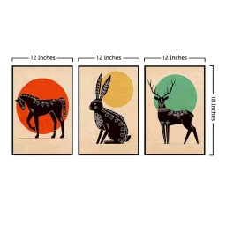 999Store Multicolor Canvas Wall Painting Panel With Fibre Frame - Set of 3 image 5