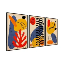 999Store Multicolor Canvas Wall Painting Panel With Fibre Frame - Set of 3 image 3