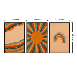 999Store Multicolor Canvas Wall Painting Panel With Fibre Frame - Set of 3 image 5