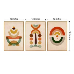 999Store Brown Canvas Wall Painting Panel With Fibre Frame - Set of 3 image 5