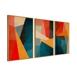 999Store Multicolor Canvas Wall Painting Panel With Fibre Frame - Set of 3 image 3