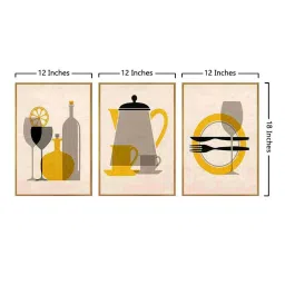 999Store Brown & Grey Canvas Wall Painting Panel With Fibre Frame - Set of 3 image 5
