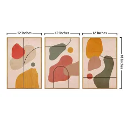 999Store Brown Canvas Wall Painting Panel With Fibre Frame - Set of 3 image 5