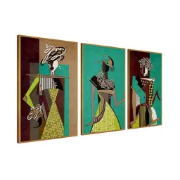 999Store Multicolor Canvas Wall Painting Panel With Fibre Frame - Set of 3 image 3