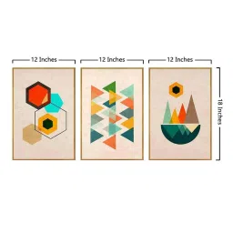999Store Brown Canvas Wall Painting Panel With Fibre Frame - Set of 3 image 5