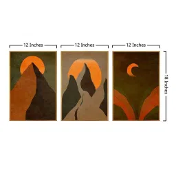 999Store Brown Canvas Wall Painting Panel With Fibre Frame - Set of 3 image 5