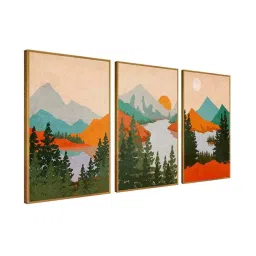 999Store Multicolor Canvas Wall Painting Panel With Fibre Frame - Set of 3 image 3