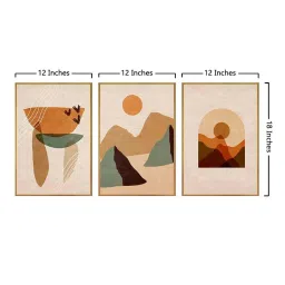 999Store Brown Canvas Wall Painting Panel With Fibre Frame - Set of 3 image 5