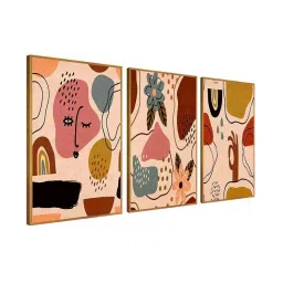 999Store Multicolor Canvas Wall Painting Panel With Fibre Frame - Set of 3 image 3