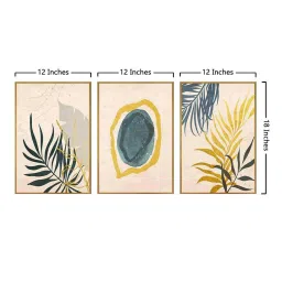 999Store Brown Canvas Wall Painting Panel With Fibre Frame - Set of 3 image 5