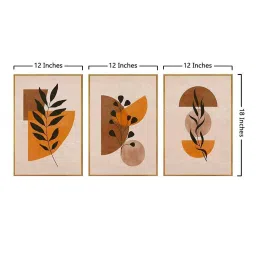 999Store Brown Canvas Wall Painting Panel With Fibre Frame - Set of 3 image 5