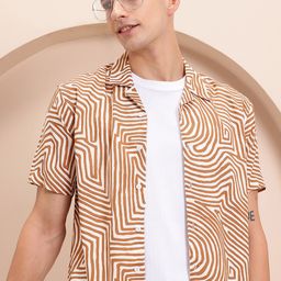 Mast & Harbour Men Comfort Printed Cuban Collar Casual Shirt-image-88