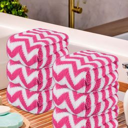 Kuber Industries Pink 6 Pieces Printed Super Absorbent 250 GSM Microfibre Face Towels-47