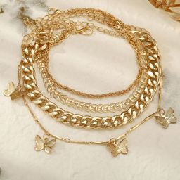 Shining Diva Fashion Set Of 4 Gold-Plated Wraparound Bracelet-image-45
